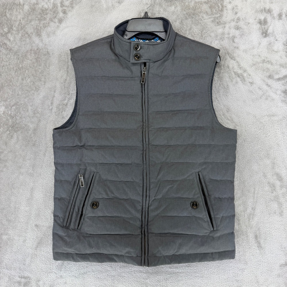 Ted Baker London Dylan Down Puffer Vest Mens 3 Charcoal Grey Quilted TA6M GJ06